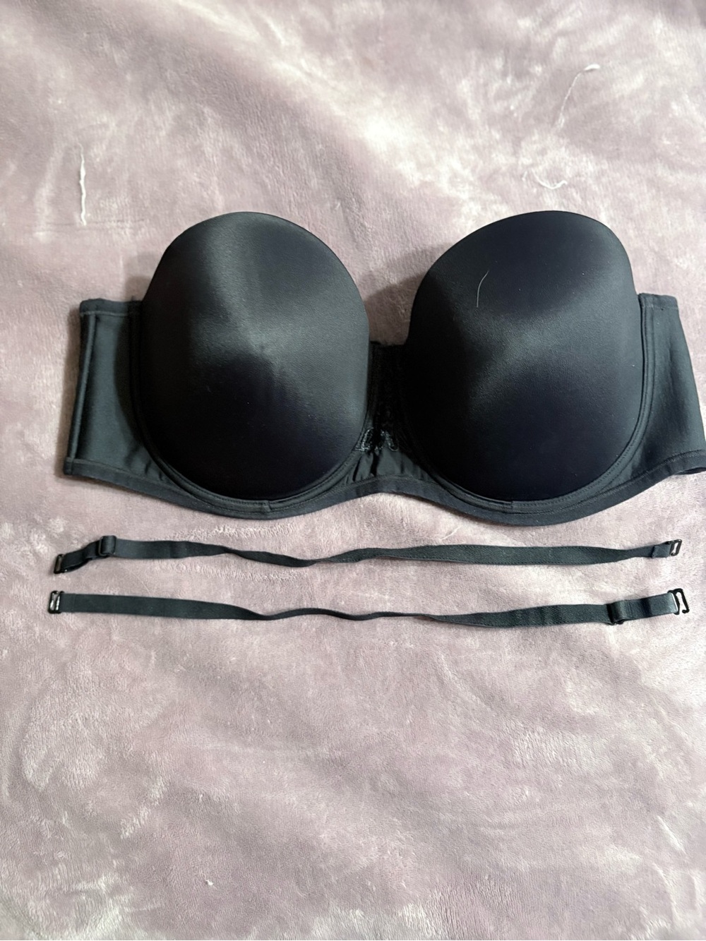 Strapless Black Molded Cup Bra with Removable Straps 44C